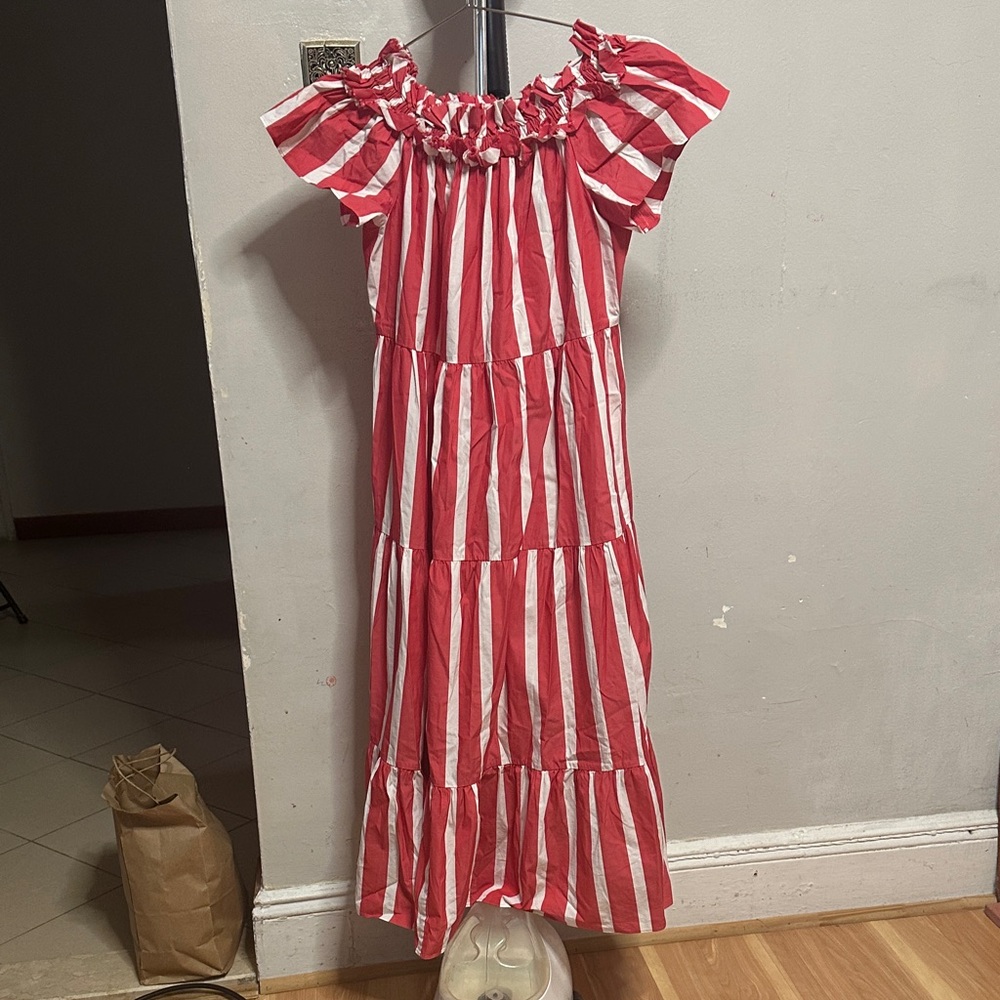 Trina Turk Red and White Striped Dress